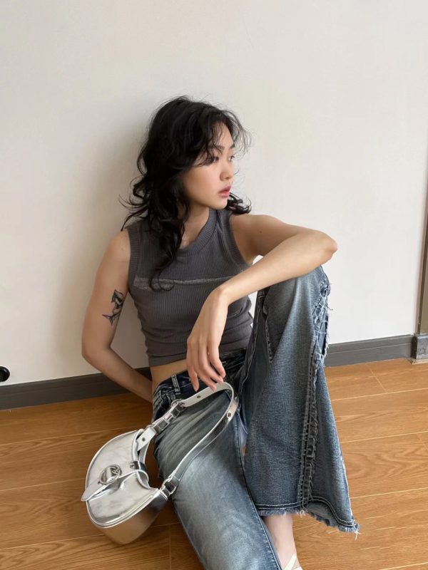 Retro Textured Silver Motorcycle Saddle Bag for Women - 2025 New Model, Fashionable Underarm Crossbody Design