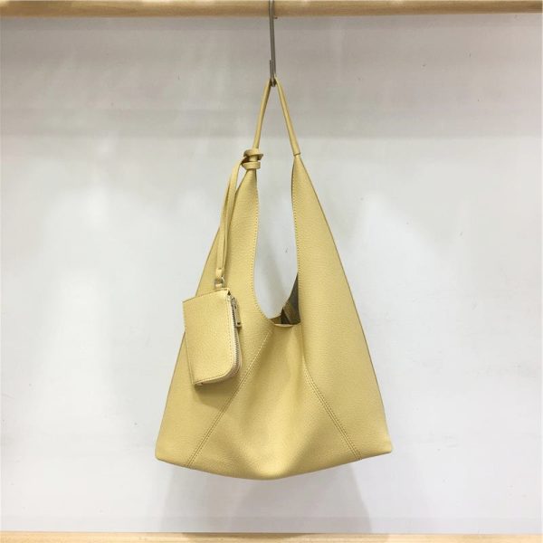 Retro Triangle Tote Bag for Women - Large Capacity Soft Leather Shoulder Bag in Minimalist Style, Perfect for Casual Outfits