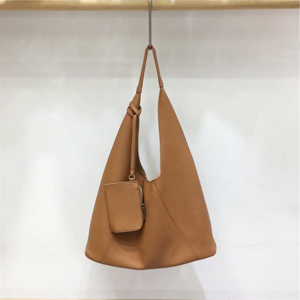 Retro Triangle Tote Bag for Women - Large Capacity Soft Leather Shoulder Bag in Minimalist Style, Perfect for Casual Outfits