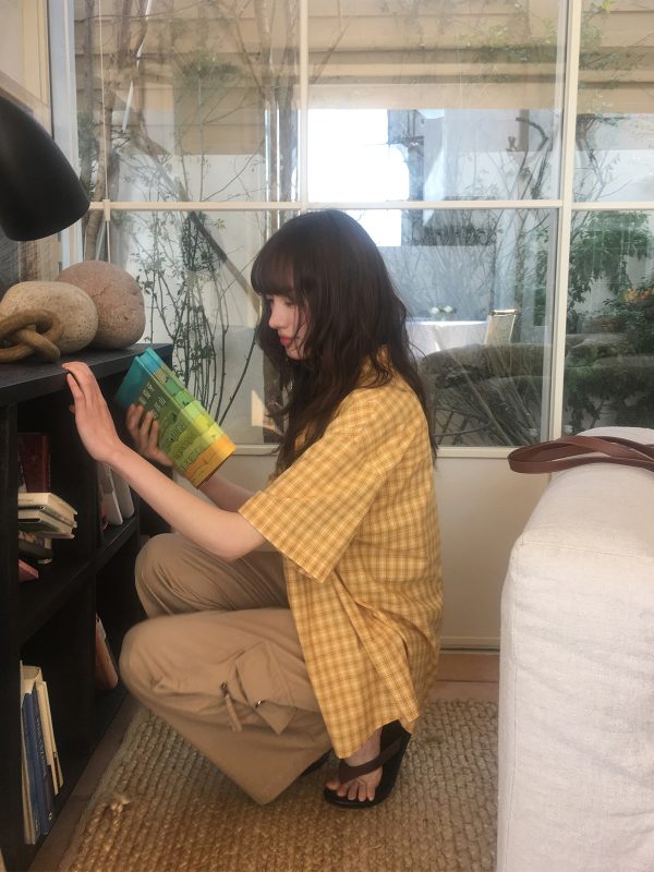 Retro Yellow Plaid Lapel Short Sleeve Shirt for Women - Summer 2025 Simple Commuting Versatile Top in 90s Style