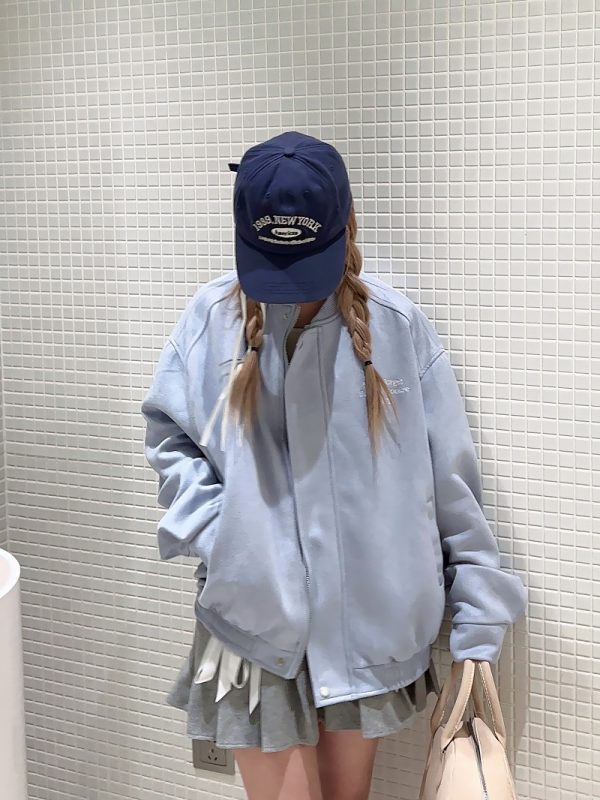 Reversible Suede Baseball Jacket for Couples - Spring 90s American Hip-Hop Embroidered Trendy Style
