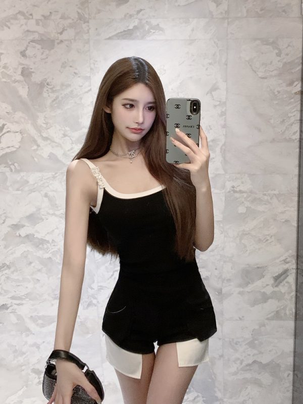 Rhinestone Camisole Top with Built-In Padding - Slim Fit, New Arrival, Perfect for 90s and Y2K Style