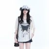 Ripped Butterfly Short Sleeve T-Shirt for Women - Off-Shoulder Spicy Girl Trendy Y2K American High Street Style