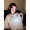 Round Neck Short Sleeve T-Shirt for Women - Heavyweight Casual Top with Letter Embroidery - Summer Loose Fit American Style