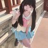 Sailor Suit Set for Women - Pudding Bear Original JK Uniform, Waist-Adjusting Shirt, Summer Short Sleeve, College Style, Cute Aesthetic