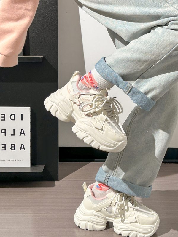 Sakura Pink Butterfly Dad Shoes for Women - 2025 New Style Mesh Breathable Sports Shoes with Height Increase - Trendy Casual Footwear