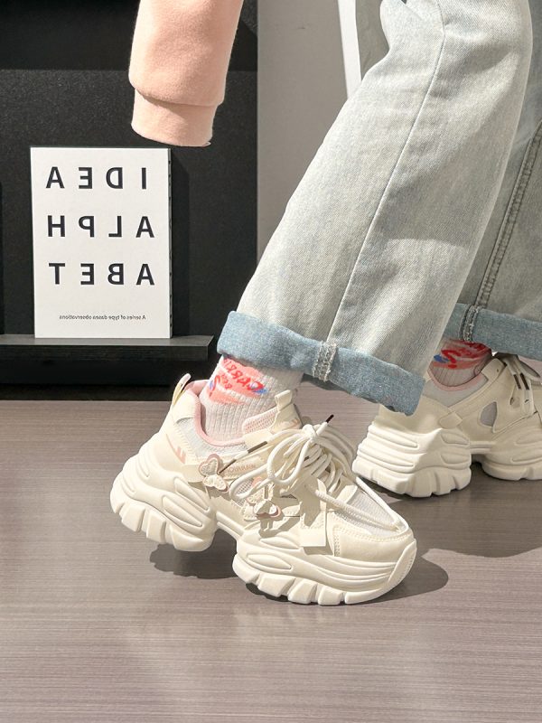 Sakura Pink Butterfly Dad Shoes for Women - 2025 New Style Mesh Breathable Sports Shoes with Height Increase - Trendy Casual Footwear
