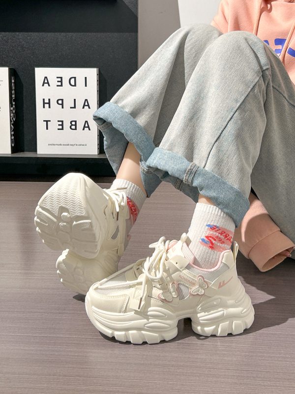 Sakura Pink Butterfly Dad Shoes for Women - 2025 New Style Mesh Breathable Sports Shoes with Height Increase - Trendy Casual Footwear