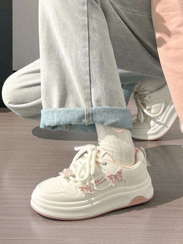 Sakura Pink Butterfly Sneakers for Women - 2025 Summer Euro Style Versatile Big Toe Shoes, Trendy & Hot Selling Footwear