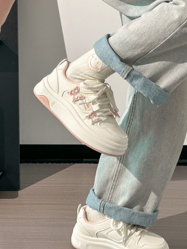 Sakura Pink Butterfly Sneakers for Women - 2025 Summer Euro Style Versatile Big Toe Shoes, Trendy & Hot Selling Footwear