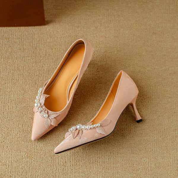 Satin Stiletto High Heels for Women - Italian Style Socialite Wedding Shoes, Shallow Mouth Design, High-End Fashion Footwear