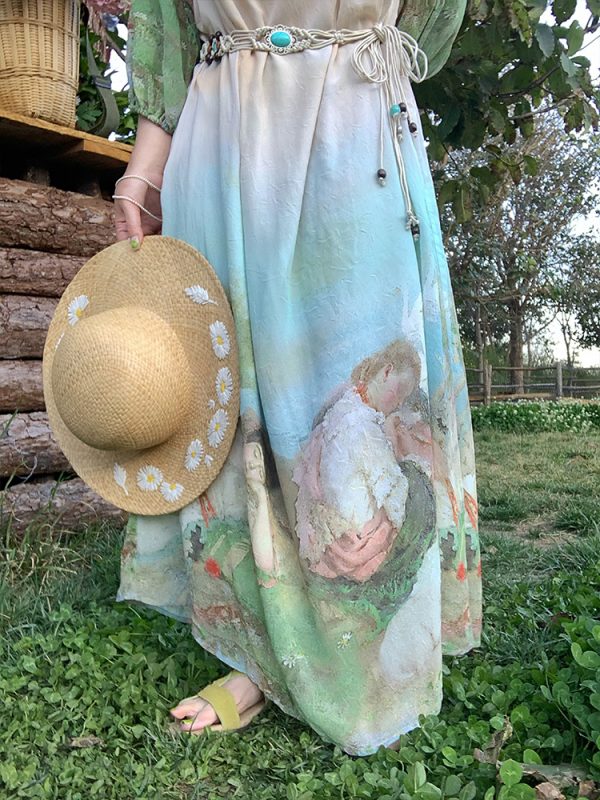 Sea Orange Sanctuary Tie-Dye Beaded Off-Shoulder Maxi Dress - Women's Bohemian Spring Style, Vintage-Inspired, Perfect for 90s Y2K Looks