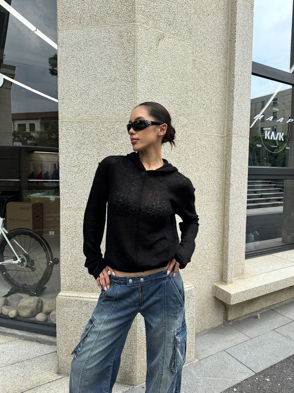 Sexy Ultra-Low Waist Vintage Street Cargo Denim Pants in Deep Blue - Heavy-Duty 90s Inspired Workwear Trousers