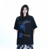 Shadow Girl Graphic Black Short Sleeve T-Shirt for Women - Summer Loose Fit American Design