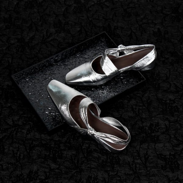 Sheepskin Silver Square-Toe Backless Sandals for Women - Chunky Heel, Two-Way Summer Slippers, Trendy Footwear