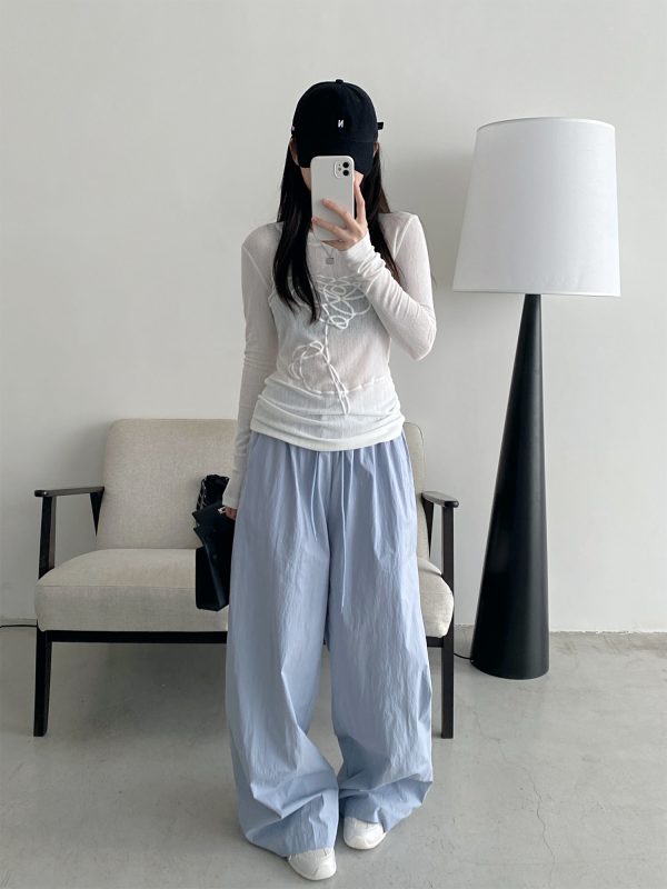 Sheer Long-Sleeve T-Shirt for Women, 3D Foam Printed Sun Grapefruit Design, Summer Versatile Slim-Fit Sun Protection Top