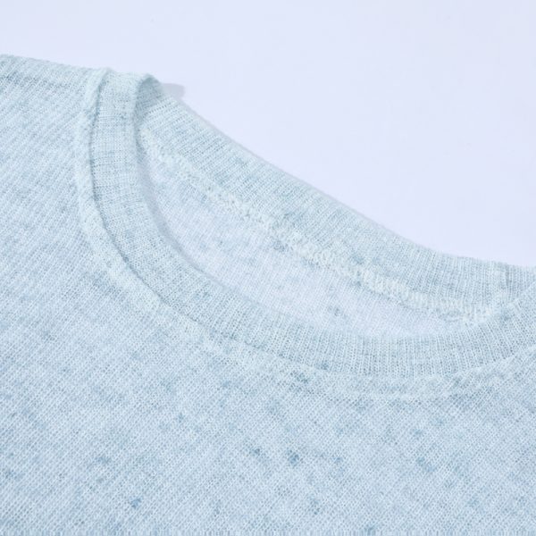 Sheer Round Neck Long Sleeve Knitted Top for Women - Irregular Pleated Sun Protection Air Conditioning Cover-Up Blouse