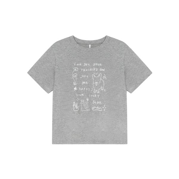 Silver Glitter Foam Letter Printed Short Sleeve T-shirt for Women - Loose Pure Cotton Round Neck Top for Spring Summer Fashion