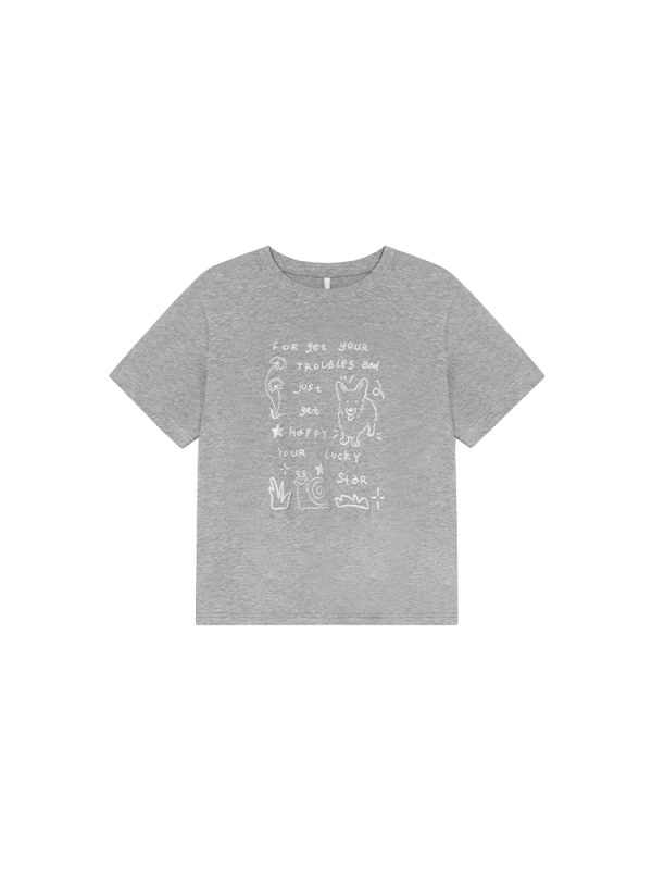 Silver Glitter Foam Letter Printed Short Sleeve T-shirt for Women - Loose Pure Cotton Round Neck Top for Spring Summer Fashion