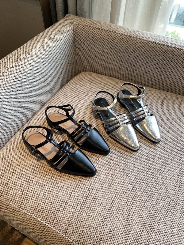 Silver Open-Toe Sandals for Women - Summer 2025 Retro Woven One-Strap Casual Low-Heel Roman Style Shoes