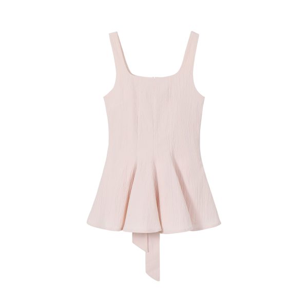 Sleeveless Windbreaker Collar Top with Pleated Hem and Spaghetti Straps - 2025 Summer Style for Socialites and Heiresses