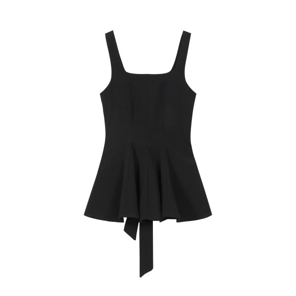 Sleeveless Windbreaker Collar Top with Pleated Hem and Spaghetti Straps - 2025 Summer Style for Socialites and Heiresses