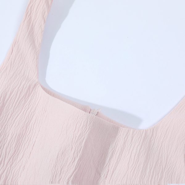 Sleeveless Windbreaker Collar Top with Pleated Hem and Spaghetti Straps - 2025 Summer Style for Socialites and Heiresses