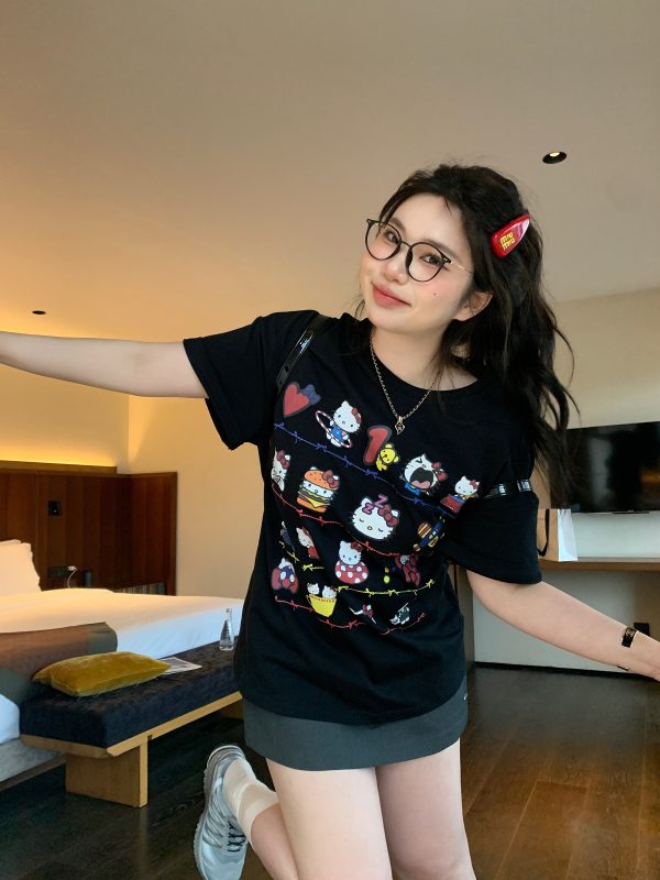 Slightly Chubby Casual Printed Short Sleeve T-Shirt - Mid-Length Plus Size Top for a Trendy Everyday Look