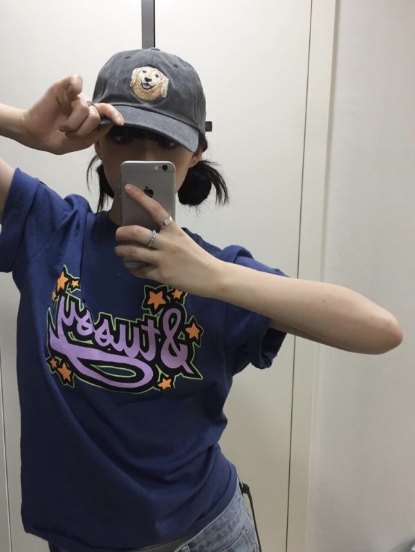 Slim-Fit Cartoon Pattern Short Sleeve T-Shirt for Women - Korean Niche Design, Summer Style, Pure Cotton Fashion Top