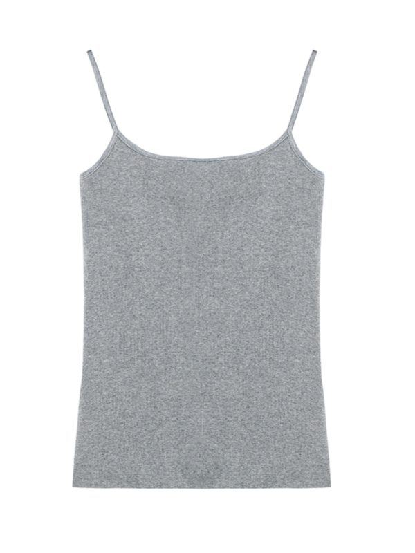 Slim-Fit Cotton Ribbed Camisole Tank Top, Thin Strap Sleeveless Summer Essential, Stretchy Layering Piece