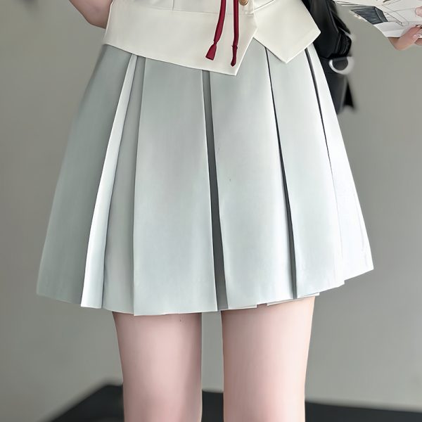 Slim-Fit High-Waisted Navy Collar Sailor Suit Set - Original JK Uniform College Style with Pudding Bear Design for Summer