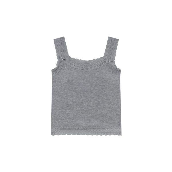 Slim-Fit Lace Edge Padded Camisole for Women - Summer Bow Sleeveless Top, Trendy Niche Design, Perfect for Casual and Y2K Style
