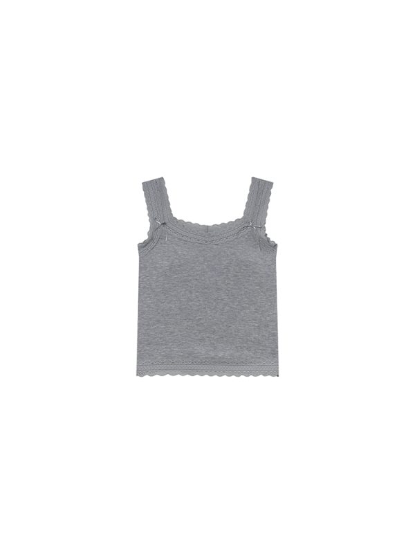 Slim-Fit Lace Edge Padded Camisole for Women - Summer Bow Sleeveless Top, Trendy Niche Design, Perfect for Casual and Y2K Style