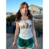 Slim Fit Tie Design American-Style Cartoon Printed Short Sleeve T-Shirt for Women - Summer Fashion Essential