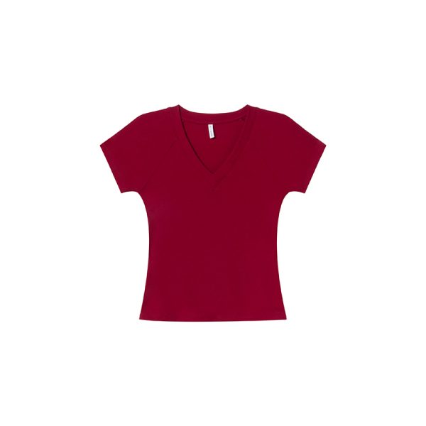 Slim Fit V-Neck Raglan T-Shirt for Women - Summer 2025, Chicken Heart Collar, Casual Style, Trendy Short Sleeve Top