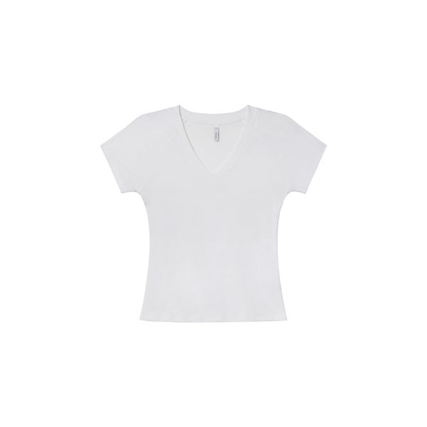 Slim Fit V-Neck Raglan T-Shirt for Women - Summer 2025, Chicken Heart Collar, Casual Style, Trendy Short Sleeve Top