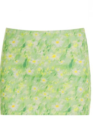 Small Daisy Floral Bodycon Skirt - Women's Fresh Oil Paint Blue Midi Skirt for Spring - Trendy Dopamine Fashion