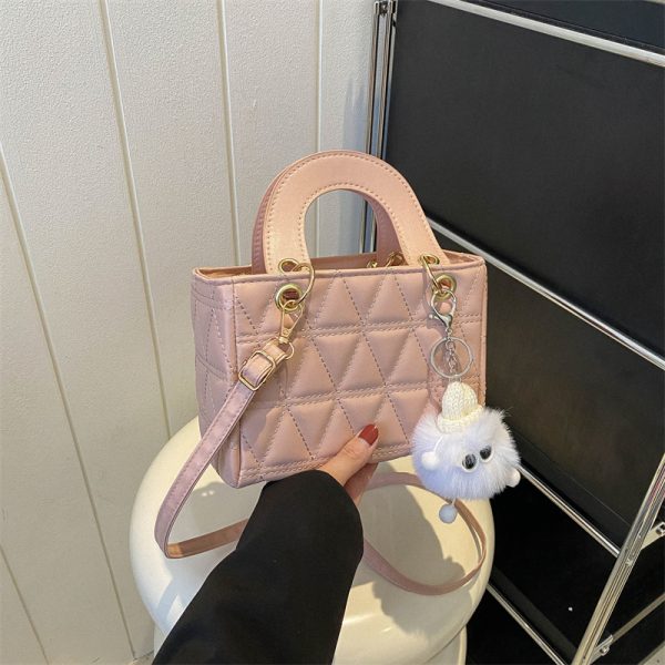 Small Diamond-Pattern Mini Bucket Bag for Women - Trendy Summer 2025 Crossbody Handbag for Commuting and Everyday Style