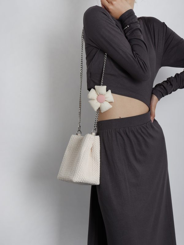 Soft Floral Woven Bucket Handbag - Cute 2024 Spring/Summer Crossbody Bag with Wheat Ear Design