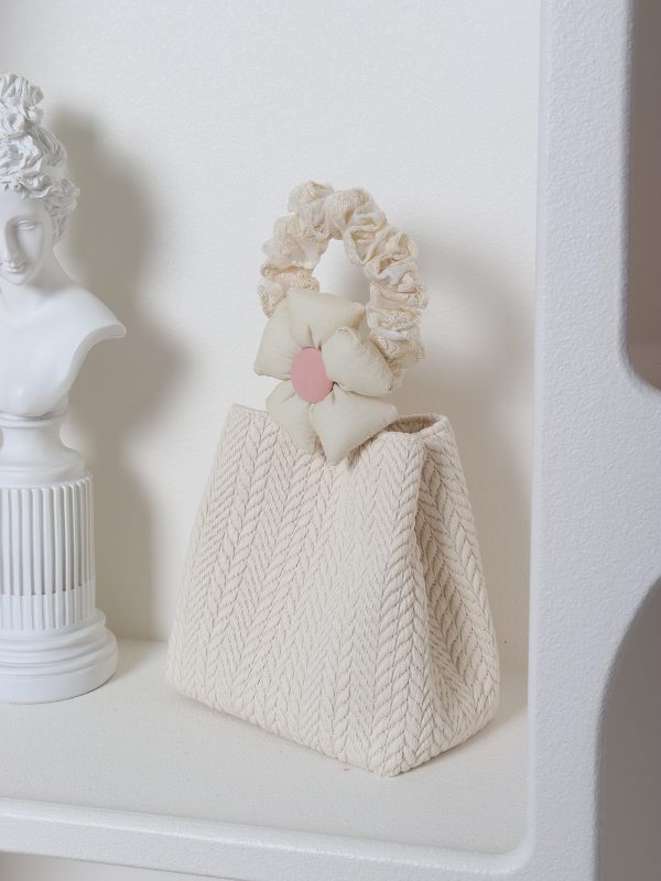 Soft Floral Woven Bucket Handbag - Cute 2024 Spring/Summer Crossbody Bag with Wheat Ear Design
