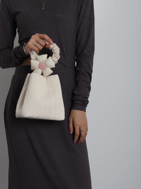 Soft Floral Woven Bucket Handbag - Cute 2024 Spring/Summer Crossbody Bag with Wheat Ear Design