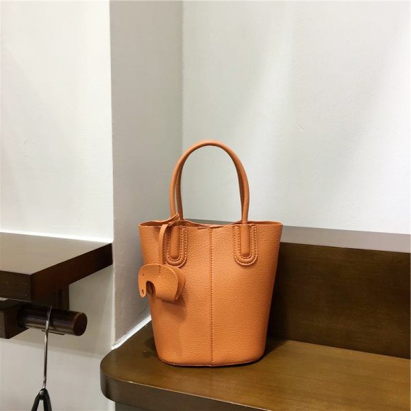 Soft Leather Fashion Tote Bucket Bag - Versatile Commuter Shoulder Crossbody Small Bag for 2025 Spring Style