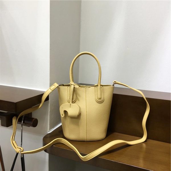 Soft Leather Fashion Tote Bucket Bag - Versatile Commuter Shoulder Crossbody Small Bag for 2025 Spring Style