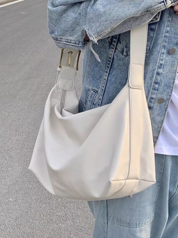 Soft Leather Wide Strap Crossbody Tote Bag for Women - Large Capacity, Perfect for Spring/Summer College Commutes