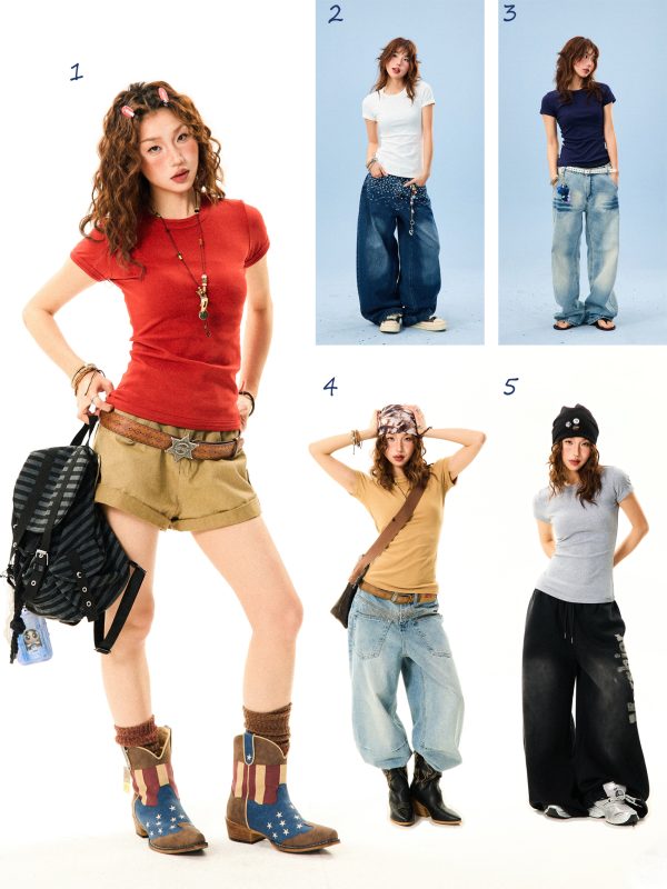 Solid Color Short Sleeve T-Shirt for Women - Summer Basic Commuter Slim Fit Top, Versatile Casual Wear, Trendy Essential