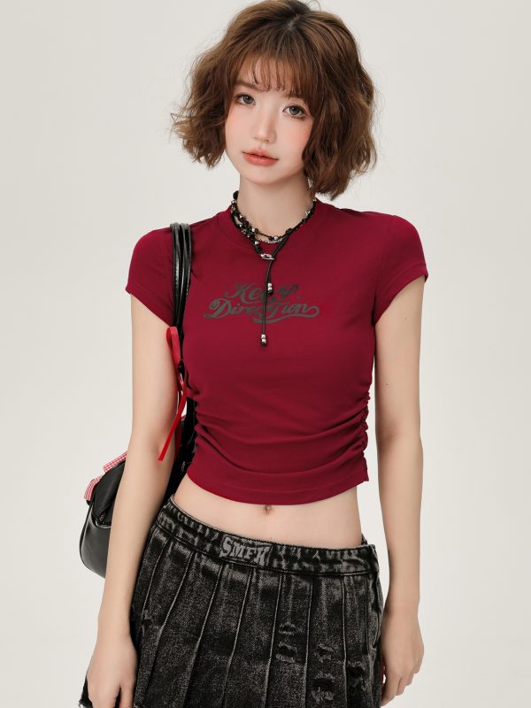 Spicy Girl Cropped Short Sleeve T-Shirt for Women, Slim Fit Summer Style, Sweet and Cool Casual Top