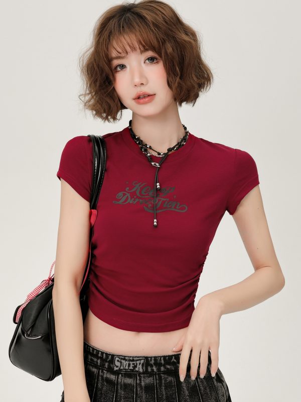 Spicy Girl Cropped Short Sleeve T-Shirt for Women, Slim Fit Summer Style, Sweet and Cool Casual Top