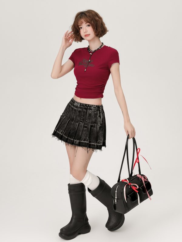 Spicy Girl Cropped Short Sleeve T-Shirt for Women, Slim Fit Summer Style, Sweet and Cool Casual Top