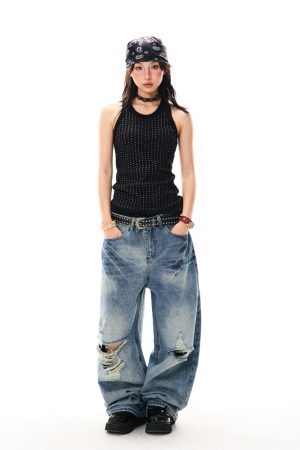 Spicy Girl Rhinestone Black Camisole - Slim Fit Summer Top for Women - American Style Fashion, Y2K Inspired