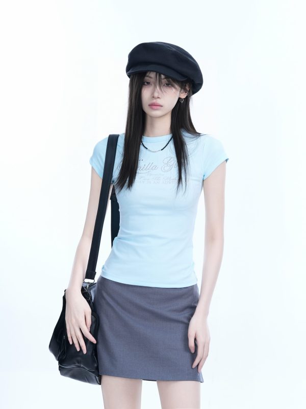 Spicy Girl Slim-Fit Short Sleeve T-Shirt - Sit and Eat Until the Mountains Are Empty - Women's Summer Casual Top
